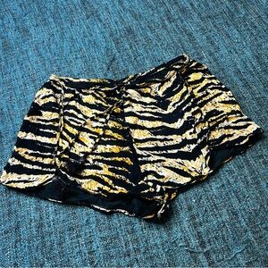 Volcom Tiger Print Walk This Way Beach Cover Up Shorts in Yellow Blue Size Small